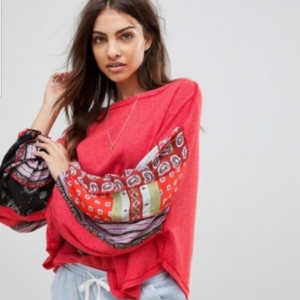We The Free Waffle Knit Boho Long Sleeve Top XS